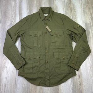 Wallace & Barnes Chore Shirt Mens M Green Pockets Button Up Light Shacket NEW